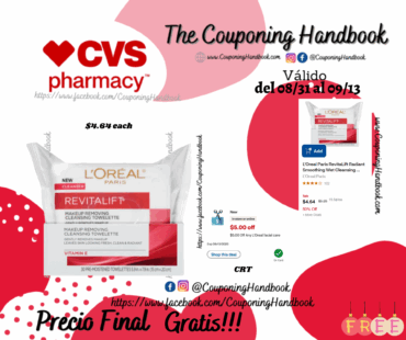 L’Oreal Paris RevitaLift Radiant Smoothing Wet Cleansing Towelettes, 30/Pack Gratis