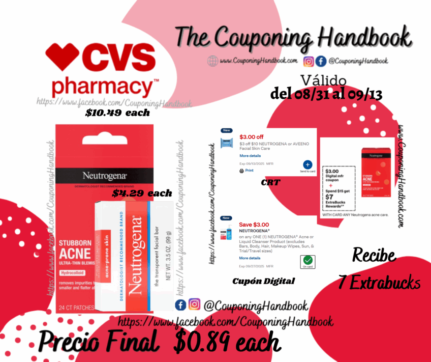 Productos Neutrogena Acne por $0.89