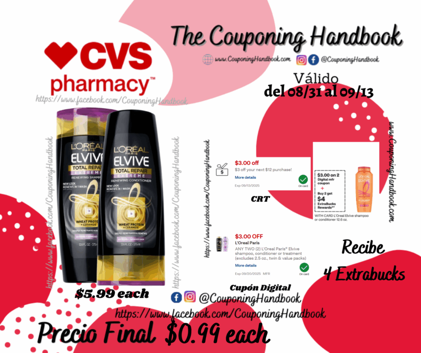 L’Oreal Paris Elvive Shampoo or Conditioner por $0.99