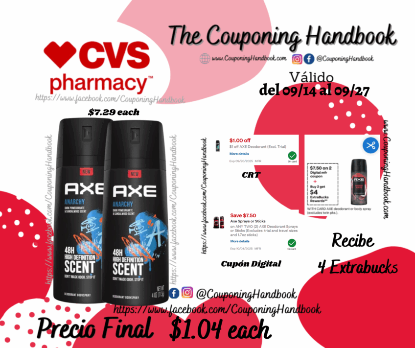 AXE Deodorant Body Spray por $1.04