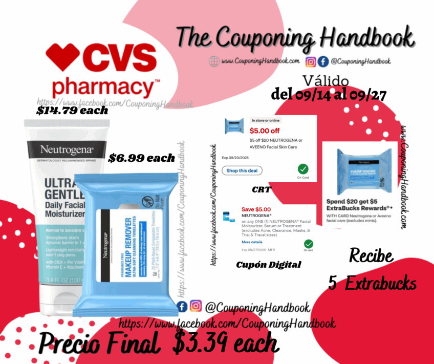 Productos Neutrogena por $3.39