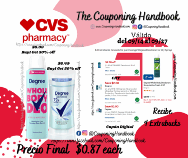 Degree Deodorant por $0.87