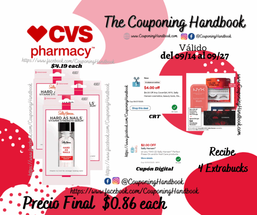 Sally Hansen Treatment, Hard as Nails Vitamin Strength Serum por $0.86