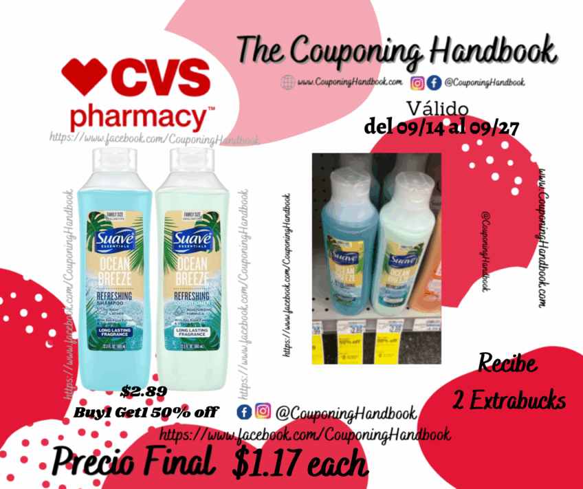 Suave Ocean Breeze Shampoo or Conditioner por $1.17