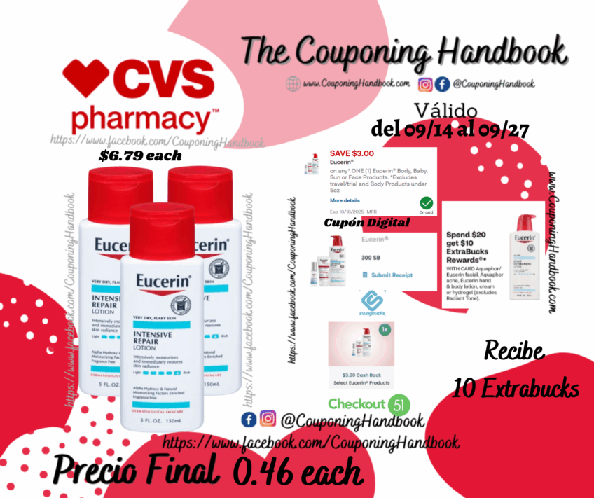 Eucerin Intensive Repair Very Dry Skin Lotion por $0.46