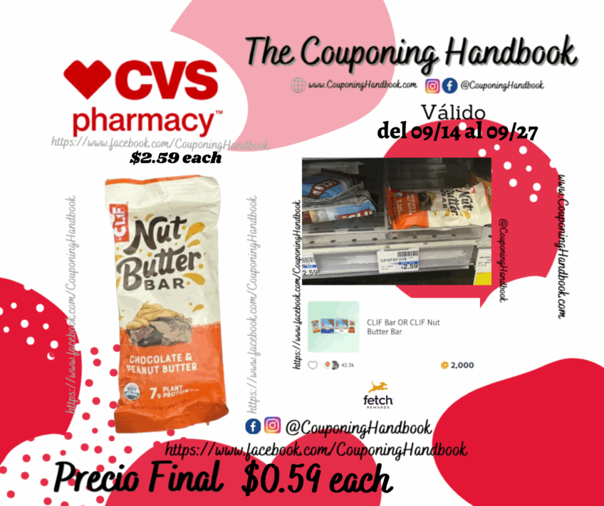 CLIF, Nut Butter Bar, Chocolate Peanut Butter, Filled Energy Bar, Non-GMO, USDA Organic por $0.59