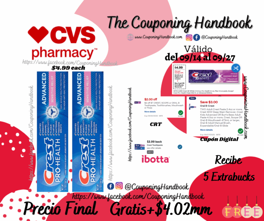 02 Crest Pro-Health Advanced Anticavity Fluoride Toothpaste, Sensitive Relief, 5.1 OZ Gratis