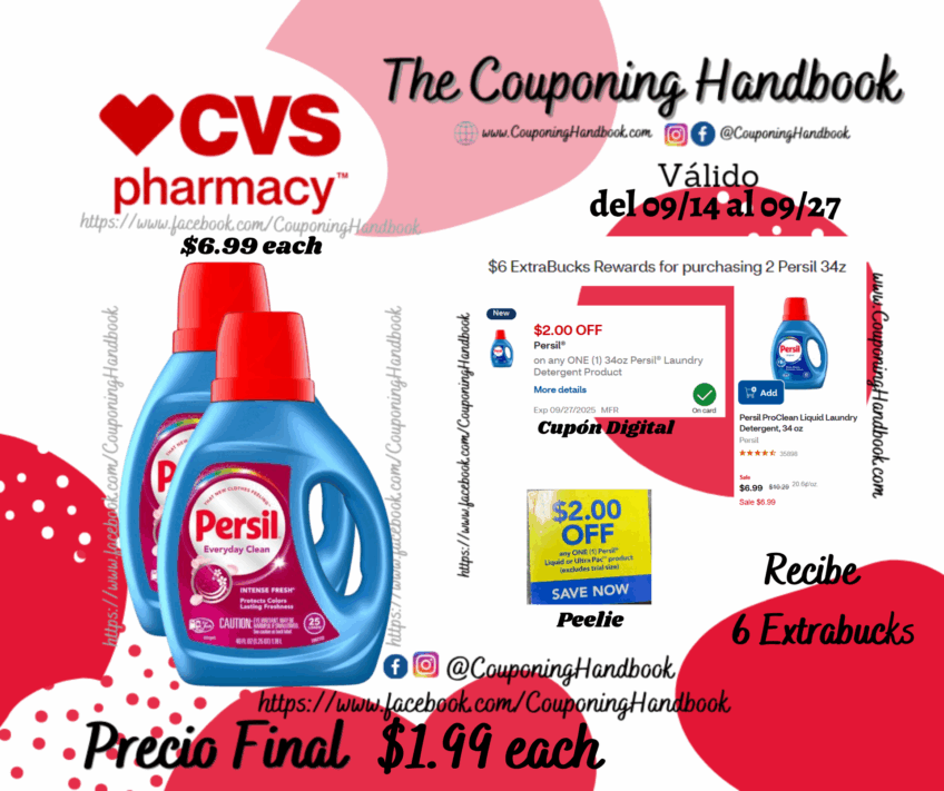 Persil ProClean Liquid Laundry Detergent, Intense Fresh Scent, 34 oz por $1.99