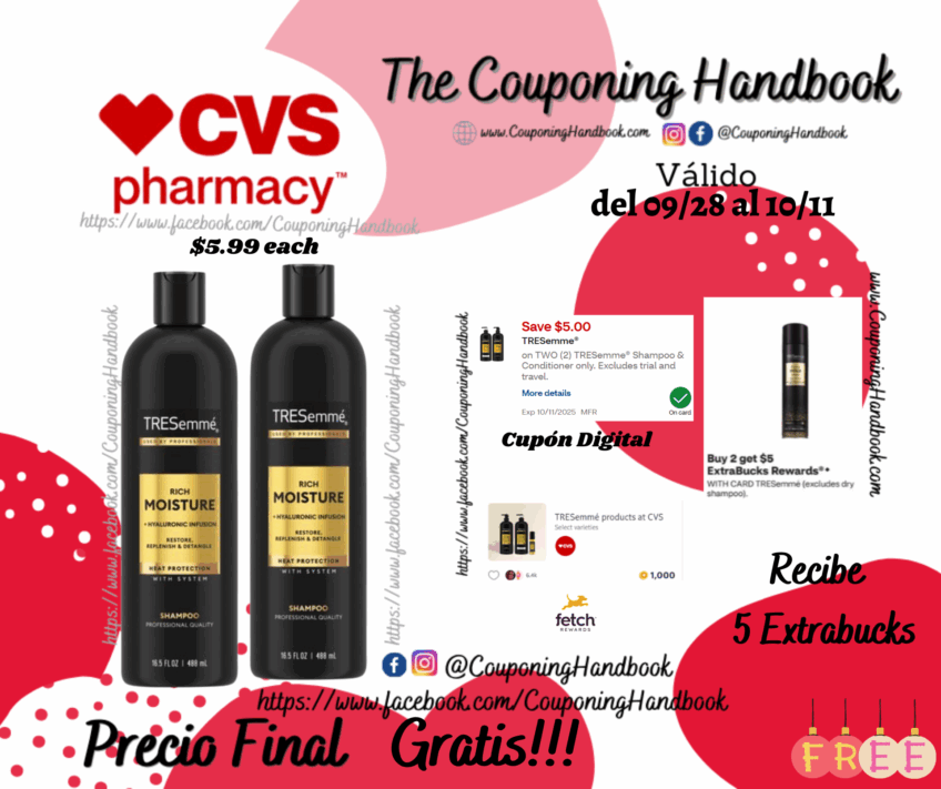 02 TRESemme Rich Moisture Shampoo, 16.5 OZ Gratis