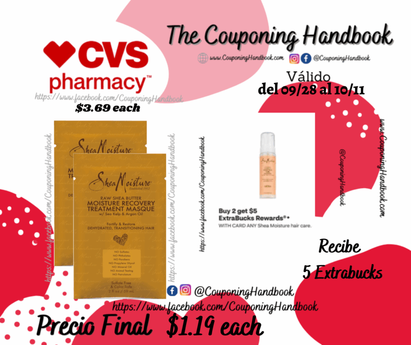 SheaMoisture Raw Shea Butter Moisture Recovery Treatment Masque, 2 OZ por $1.19