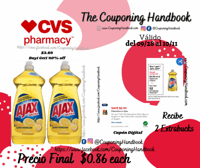 Ajax Super Degreaser Lemon, 28 oz por $0.86