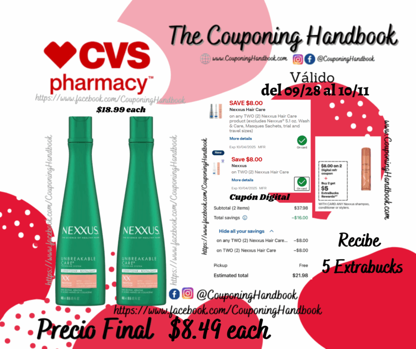 Nexxus Unbreakable Care Thickening shampoo or Conditioner, 13.5 oz por $8.49