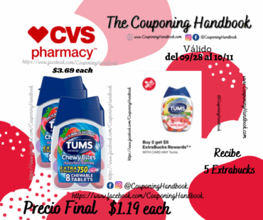 TUMS Antacid Chewy Bites Chewable Tablets, 8 Count por $1.19