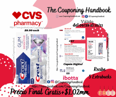 Crest Pro-Health Sensitive & Gum Toothpaste 4.8 OZ y Crest 3D White Brilliance Toothpaste Gratis