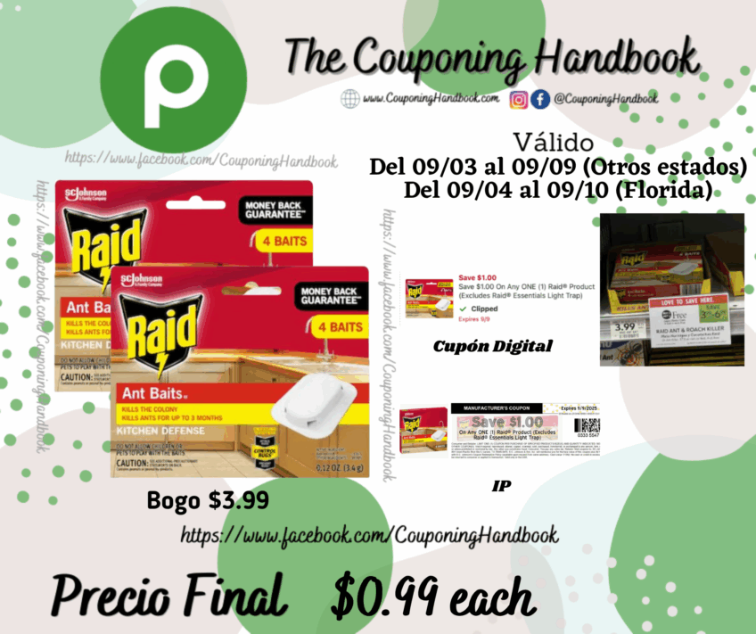 Raid Ant Baits Indoor Ant Killer – 0.12oz/4ct por $0.99