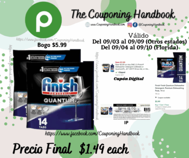 Finish Quantum Dishwasher Detergent, Premium Dishwashing Pods, 14 ct por $1.49