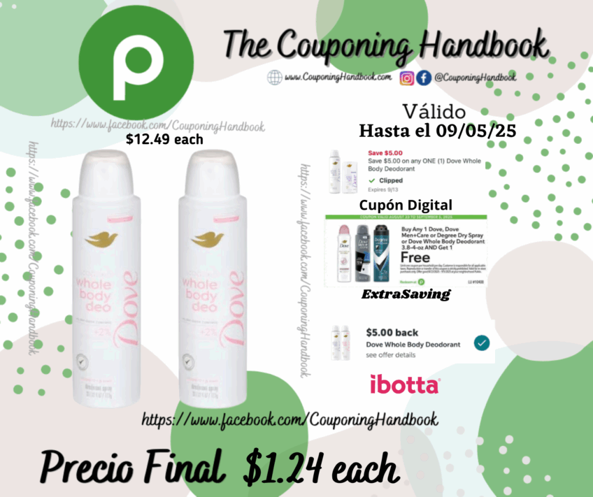 Dove Deodorant Spray, Whole Body por $1.24