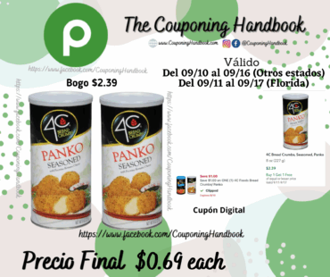 4C Bread Crumbs, Seasoned, Panko 8 oz por $0.69