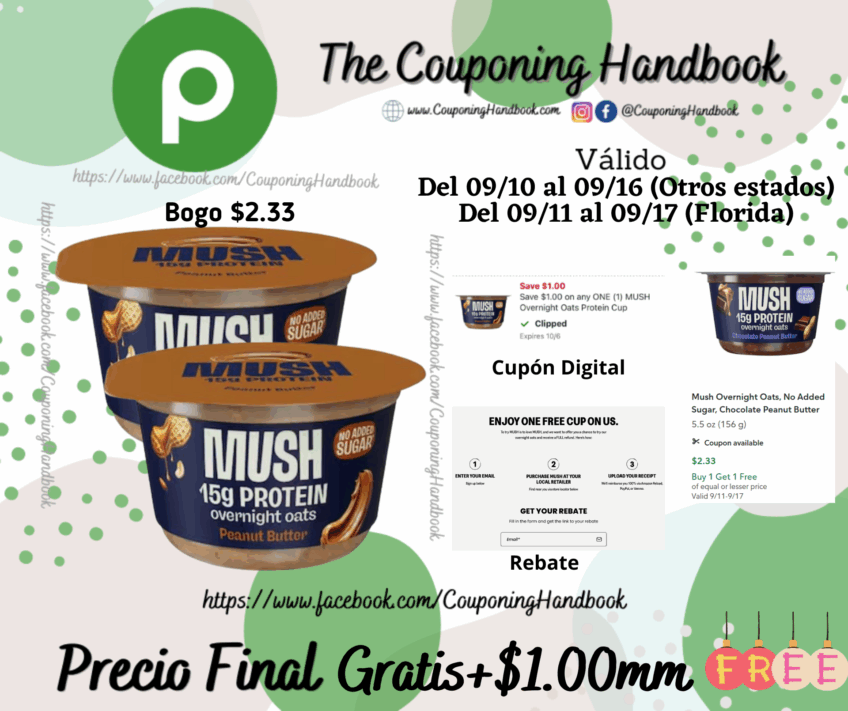 02 Mush Overnight Oats, Peanut Butter Gratis mas Ganancia