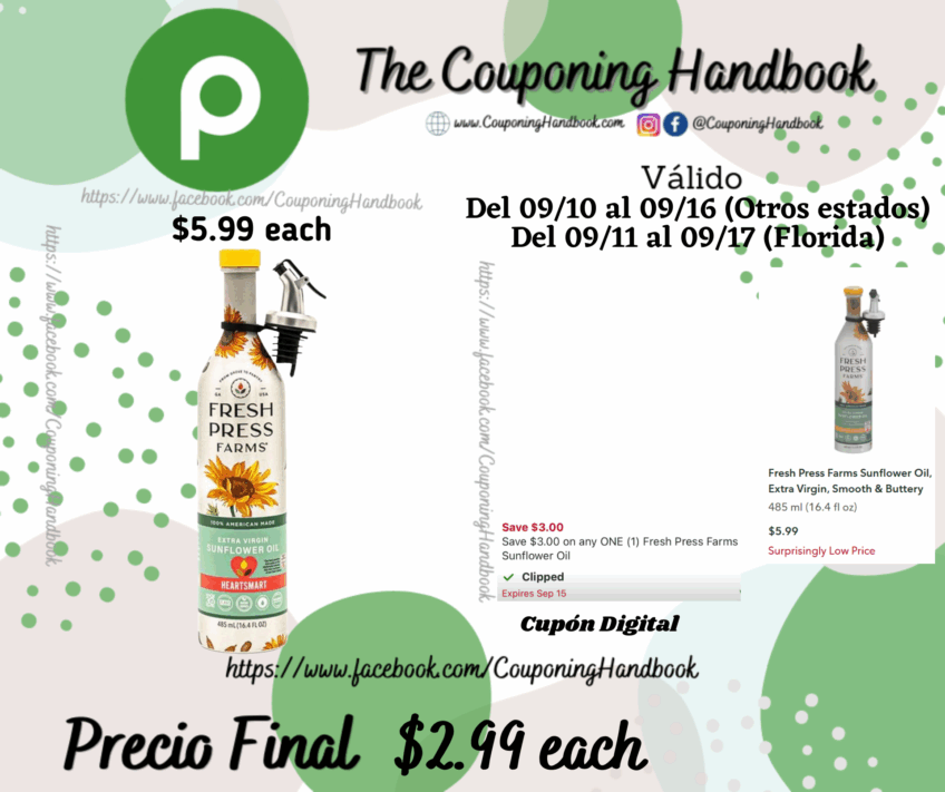 Fresh Press Farms Sunflower Oil, Extra Virgin por $2.99