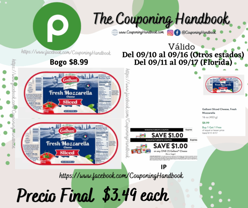 Galbani Sliced Cheese, Fresh Mozzarella 16 oz por $3.49