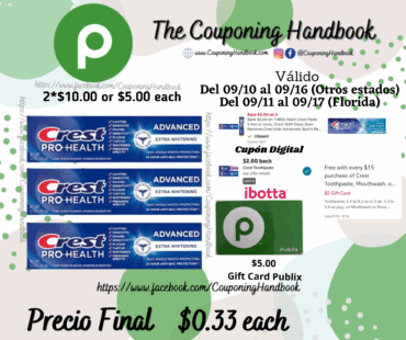 03 Crest Pro-Health Advanced Extra Whitening Fluoride Toothpaste 5.1 oz por $1.00