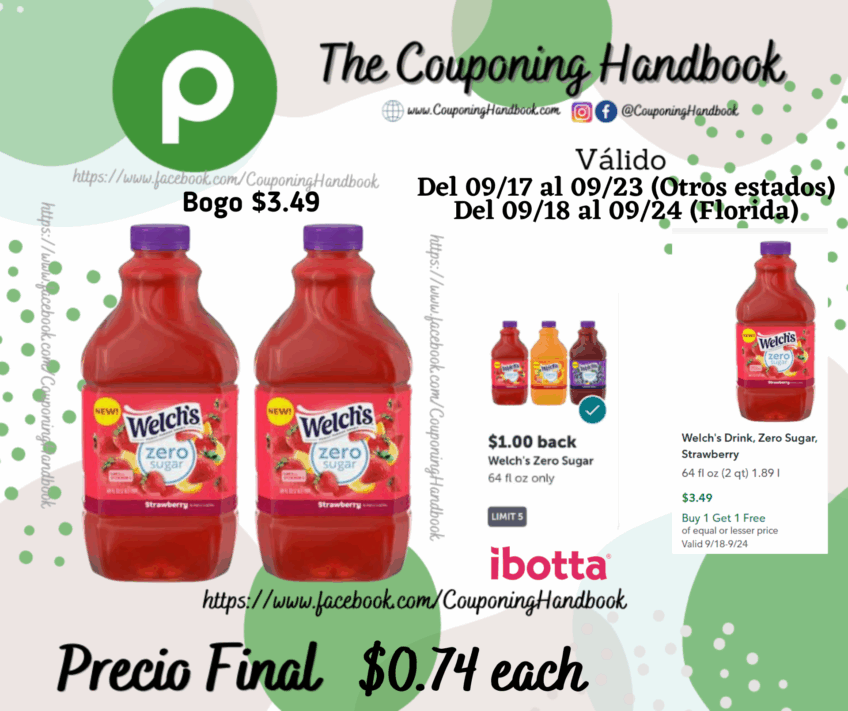 Welch’s Drink, Zero Sugar, Strawberry por $0.74