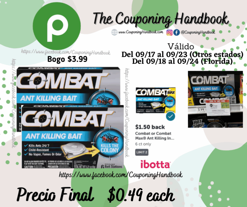 Combat Ant Killing Bait 6 bait stations por $0.49