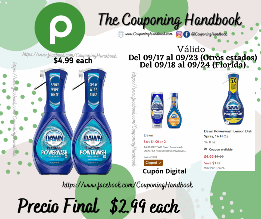 Dawn Powerwash Dish Spray, 16 Fl Oz por $2.99