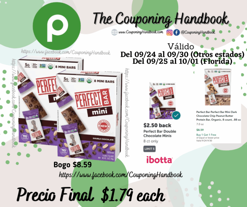 Perfect Bar Double Chocolate Mini Protein Bars 8ct por $1.79