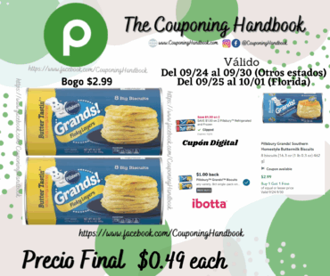 Pillsbury Grands! Flaky Layers Butter Tastin’ Biscuits por $0.49