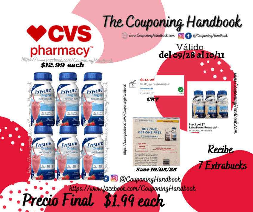 Ensure Original Nutrition Shake, 6 CT por $1.99