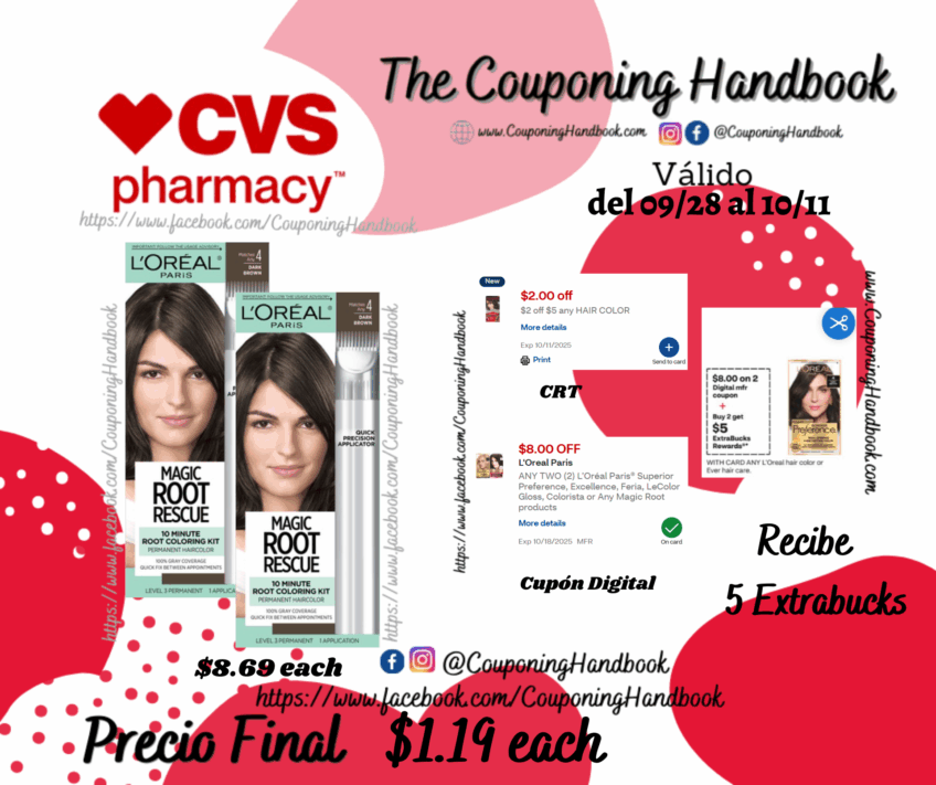 L’Oreal Paris Magic Root Rescue 10 Minute Root Hair Coloring Kit por $1.19