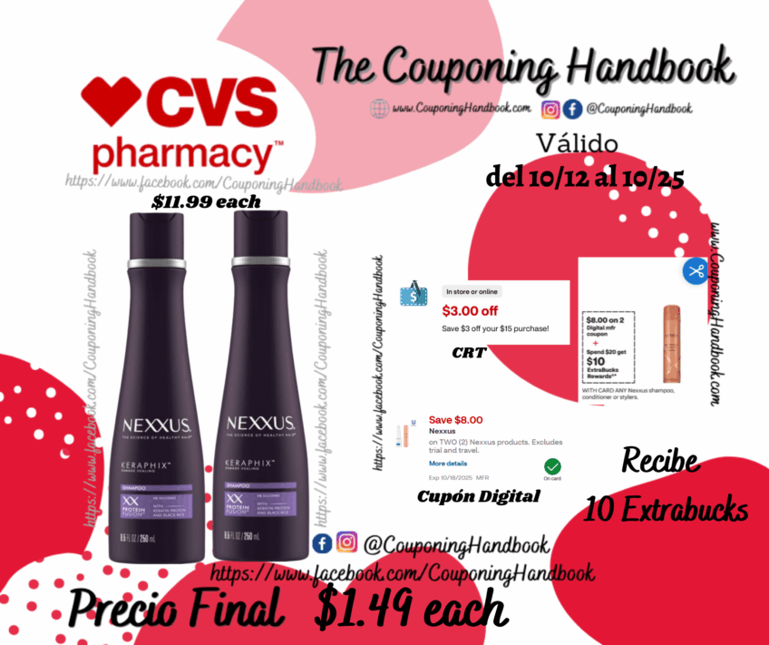 Nexxus Keraphix Keratin Shampoo, 8.5 OZ por $1.49