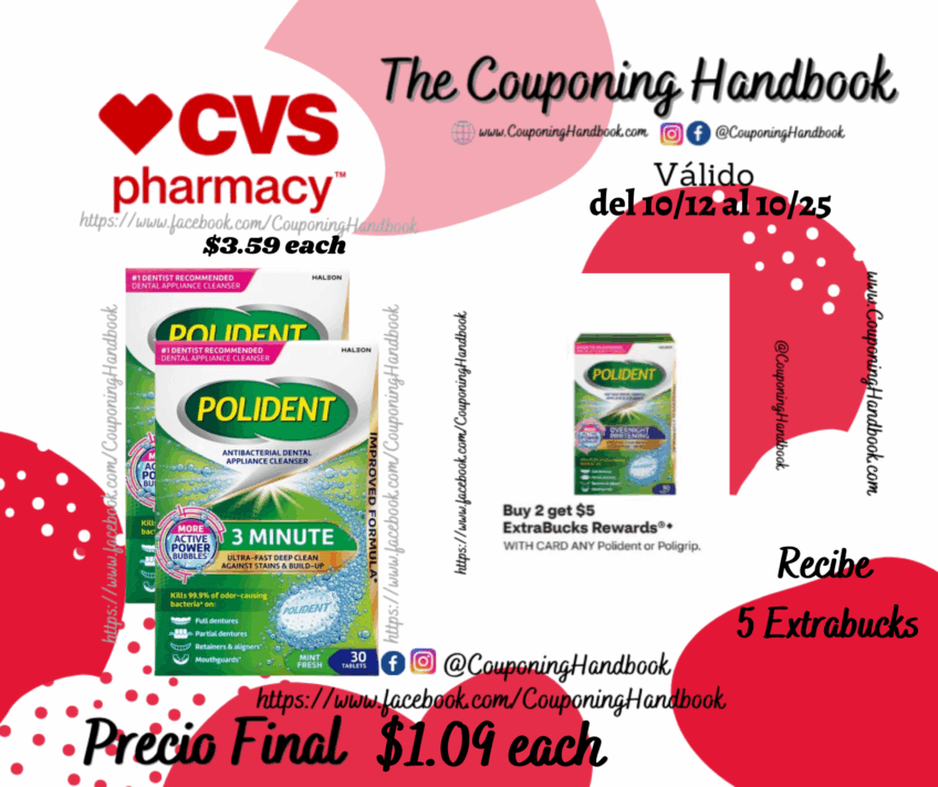 Polident 3 Minute Antibacterial Dental Appliance Cleanser, Mint Fresh, 30 CT por $1.09