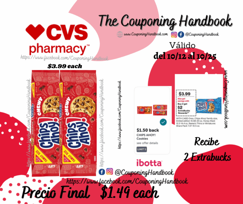 CHIPS AHOY! Chewy Chocolate Chip Cookies, Family Size por $1.49