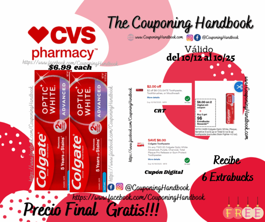 02 Colgate Optic White Advanced Teeth Whitening Toothpaste, Icy Fresh, 3.2 OZ Gratis