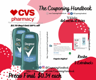 Degree 48-Hour Antiperspirant & Deodorant Stick, Cool Rush, 1/Pack por $0.34