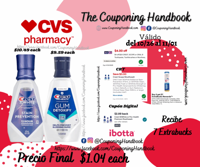 Crest Mouthwash por $1.04