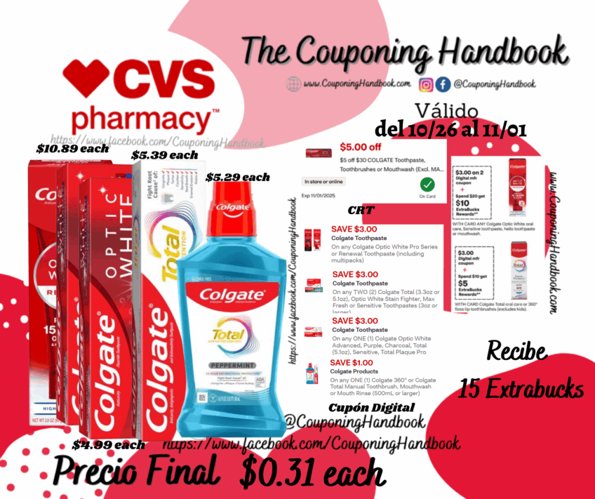 05 Productos Colgate por $1.55