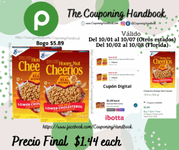 Cheerios Honey Nut Cereal 10.8 oz por $1.44