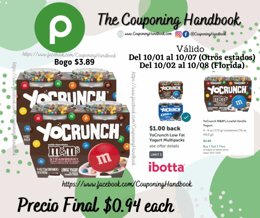 YoCrunch M&M’s Lowfat Strawberry Yogurt por $0.94