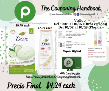 Productos Dove Body wash y/o Dove Bar por $4.24