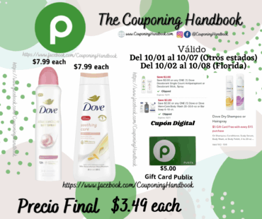 Productos Dove por $3.49