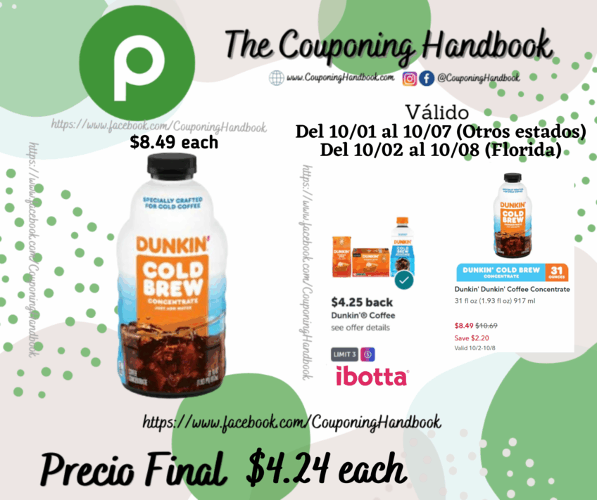 Dunkin’ Dunkin’ Coffee Concentrate por $4.24