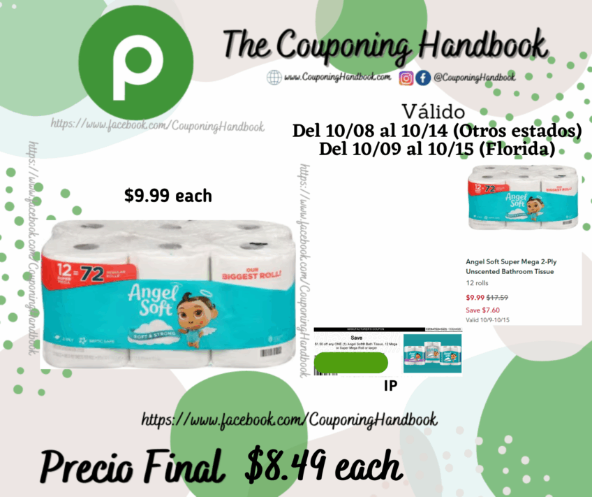 Angel Soft Super Mega 2-Ply Unscented Bathroom Tissue 12 rolls por $8.49