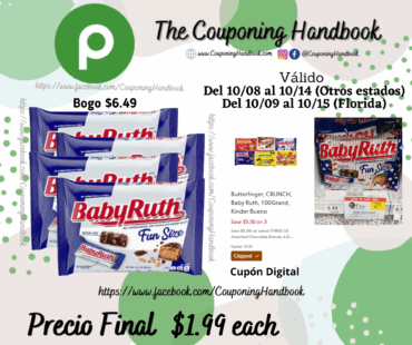 Baby Ruth Candy Bar, Fun Size 10.2 oz  por $4.99