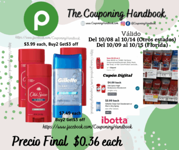 Old spice y/o Gillette deodorant por $0.36
