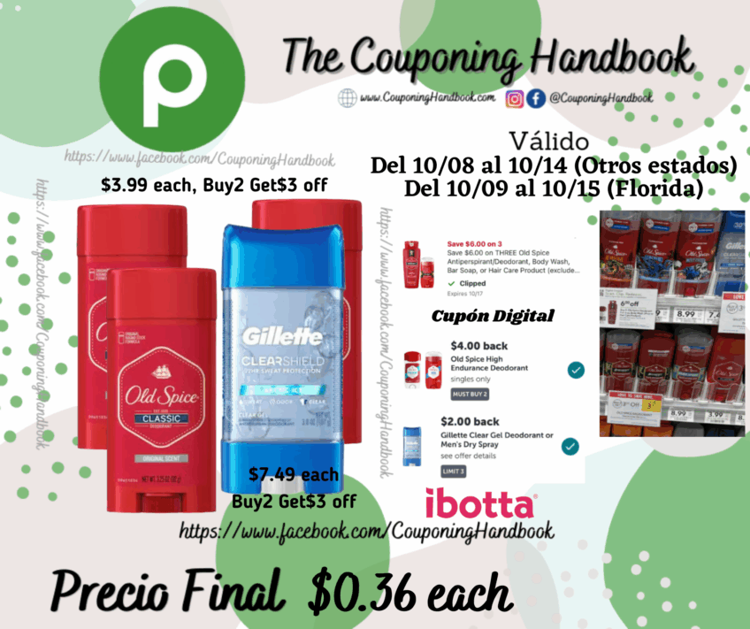Old spice y/o Gillette deodorant por $0.36