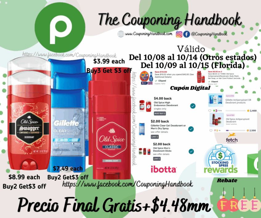 08 Deodorant de Gillette y/o Old spice Gratis